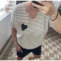 Short en gaz de coton marine