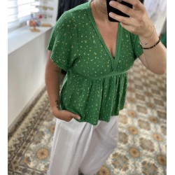 Blouse verte en gaz de coton