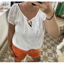 Blouse blanche en gaz de coton