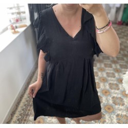 Robe noire en gaz de coton