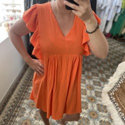 Robe orange en gaz de coton