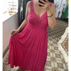 Robe longue rose