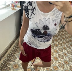 Tee shirt blanc fleurs