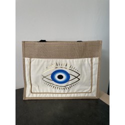 Sac en toile de jute oeil bleu